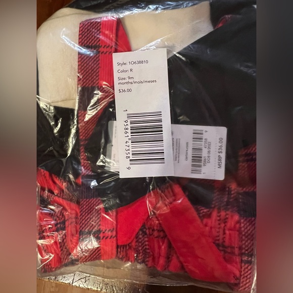 Baby Carter's 3-Piece Tee & Jumper Dress Set, newborn, 6mo, 9mo, red, black - Picture 4 of 4